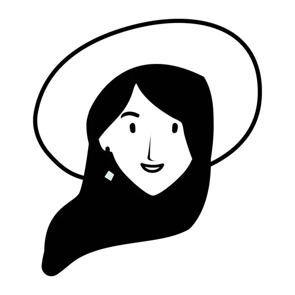 Cabeza de mujer sonriendo sobre fondo blanco — Vector de stock