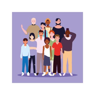 Farklı pozlarda duran adamlar.