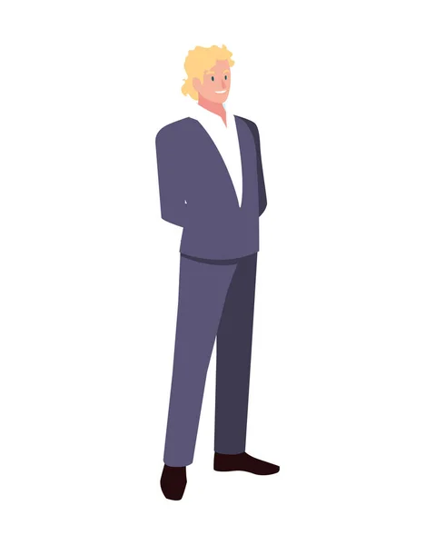 Homme d'affaires debout sur fond blanc — Image vectorielle
