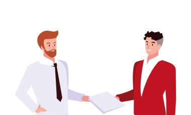 Çeşitli bakış açıları, duruşları ve hareketleri olan sevimli iş adamları.