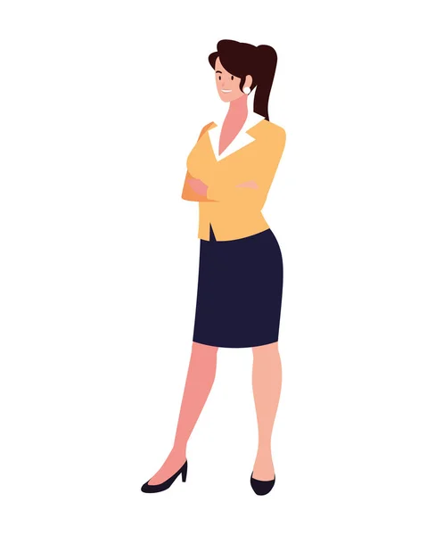 Mujer de negocios de pie sobre fondo blanco — Vector de stock