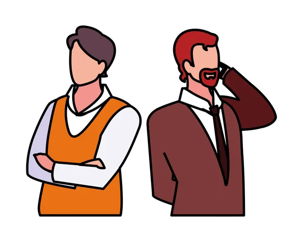 Cute businessmen with various views and poses — Stock Vector