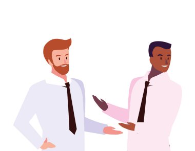 Çeşitli bakış açıları, duruşları ve hareketleri olan sevimli iş adamları.