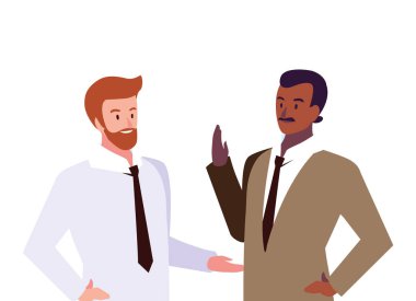 Çeşitli bakış açıları, duruşları ve hareketleri olan sevimli iş adamları.