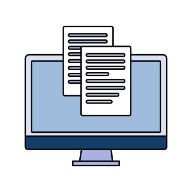 Masaüstü bilgisayar ekranı ve beyaz arkaplan üzerine bir sayfa kağıt