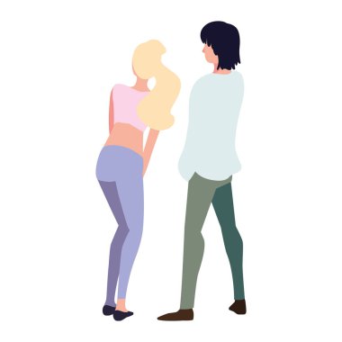 beyaz arka planda arka konumda çift