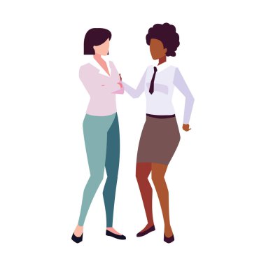 Beyaz arka planda duran iş kadınları