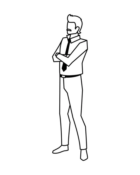 Homme d'affaires avec les bras croisés sur fond blanc — Image vectorielle