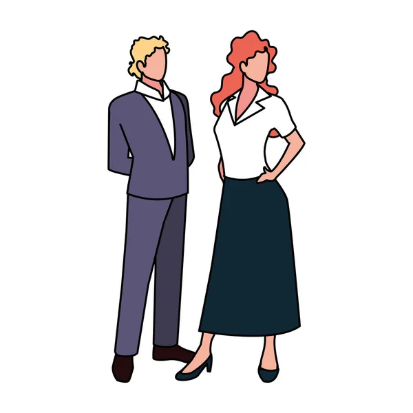 Business couple standing on white background — Stock Vector