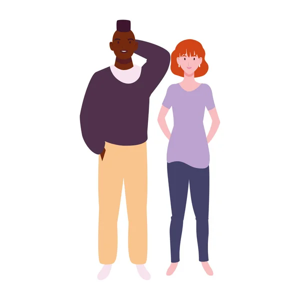 Pareja de personas sonriendo de pie — Vector de stock