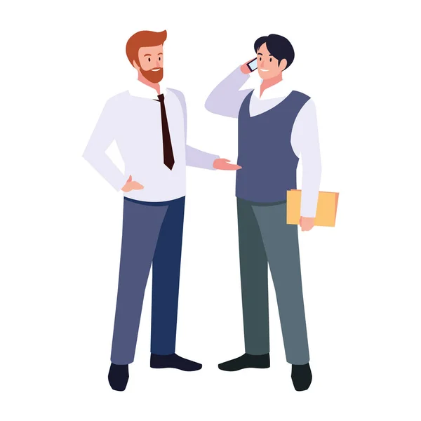 Businessmen standing with various views, poses and gestures — Stock Vector