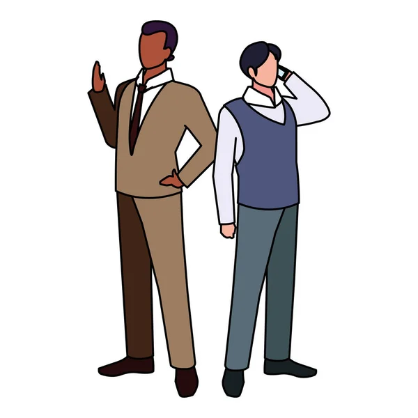 Businessmen standing with various views and poses — Stock Vector