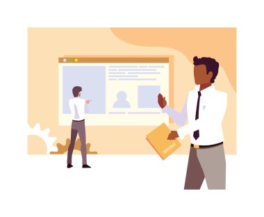 Çalışma ofisindeki işadamları, küresel planlama ve pazarlama araştırmaları hakkında toplanıyorlar