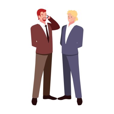 Çeşitli bakış açıları, duruşları ve jestleri olan işadamları