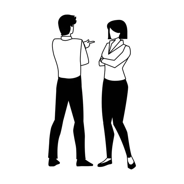 Pareja de negocios de pie sobre fondo blanco — Vector de stock