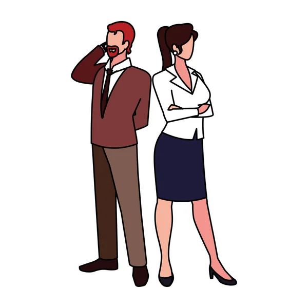 Επαγγελματικό ζευγάρι στέκεται σε λευκό φόντο — Διανυσματικό Αρχείο