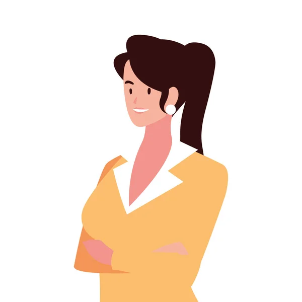 Mujer de negocios sonriendo sobre fondo blanco — Vector de stock