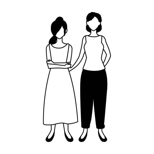 Γυναίκες χωρίς πρόσωπο στέκεται με διαφορετικές στάσεις — Διανυσματικό Αρχείο
