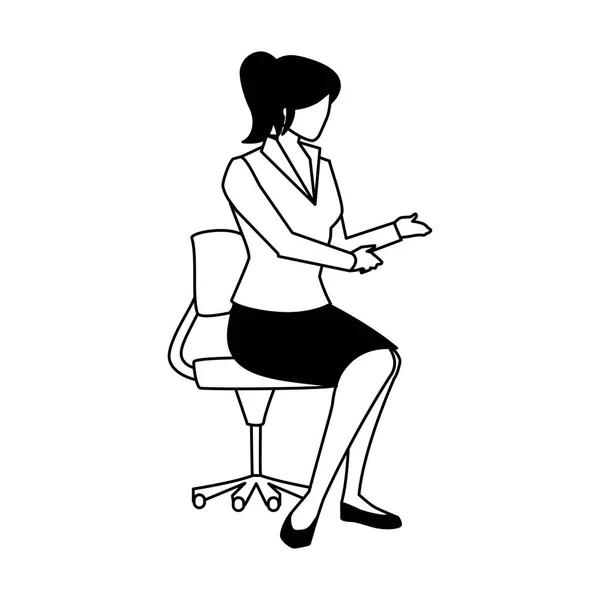 पांढरा पार्श्वभूमीवर कार्यालय खुर्ची बसलेला व्यवसाय महिला — स्टॉक व्हेक्टर