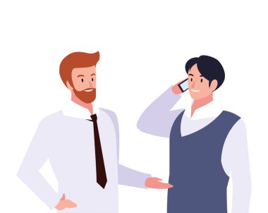 Çeşitli bakış açıları, duruşları ve hareketleri olan sevimli iş adamları.