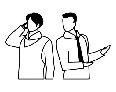 Çeşitli görüşleri olan sevimli iş adamları, pozlar