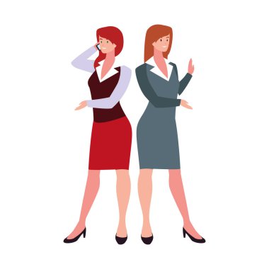 Çeşitli bakış açıları, pozları ve hareketleri olan hoş iş kadınları.