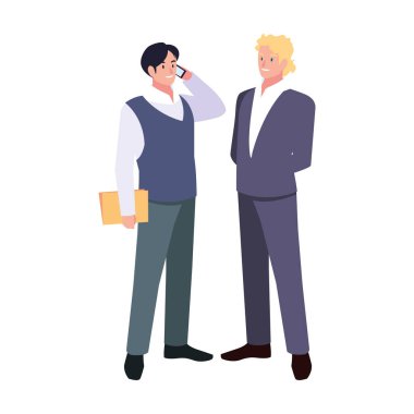 Çeşitli bakış açıları, duruşları ve jestleri olan işadamları