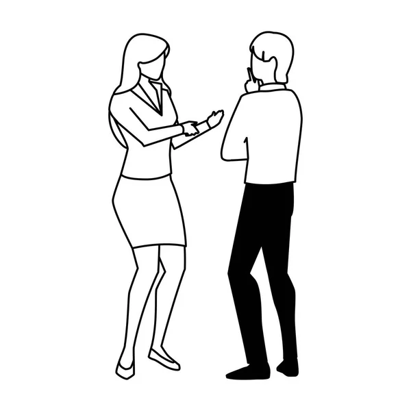 Επαγγελματικό ζευγάρι στέκεται σε λευκό φόντο — Διανυσματικό Αρχείο