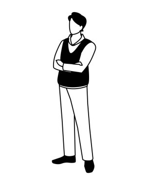 Kolları beyaz arka planda çapraz iş adamı