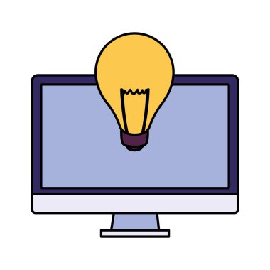 Masaüstü bilgisayar ekranı beyaz arkaplanlı ampul