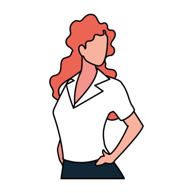 Beyaz arka planda yüzü olmayan iş kadını