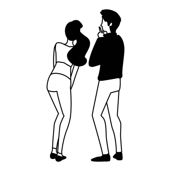 Par människor i ryggen position på vit bakgrund — Stock vektor