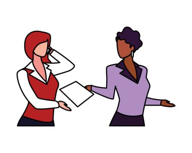 Çeşitli bakış açıları, pozları ve hareketleri olan hoş iş kadınları.