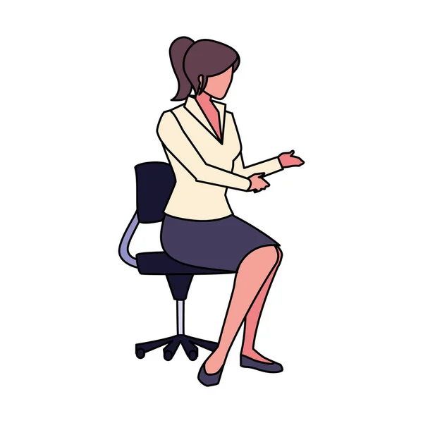 Donna d'affari seduta in ufficio sedia su sfondo bianco — Vettoriale Stock