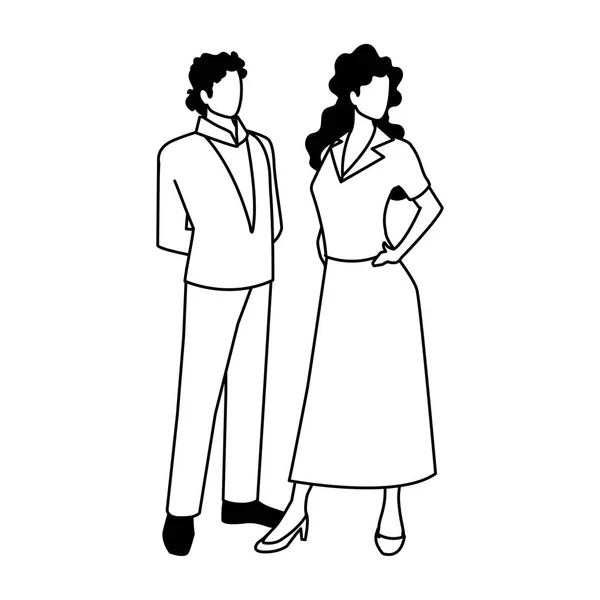 Obchodní pár stojící na bílém pozadí — Stockový vektor