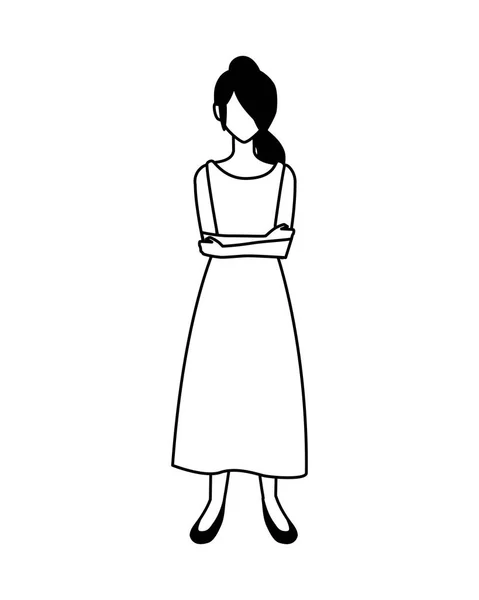 Donna senza volto in piedi su sfondo bianco — Vettoriale Stock