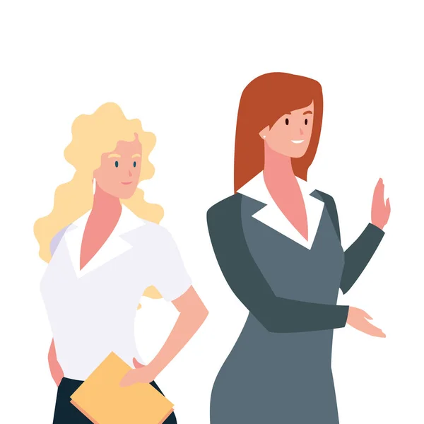 Nette Geschäftsfrauen mit verschiedenen Ansichten, Posen und Gesten — Stockvektor
