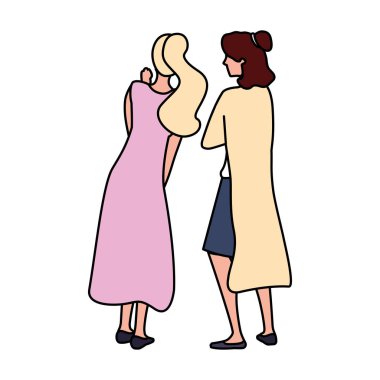 Beyaz arkaplanda arka planda kalan kadınlar