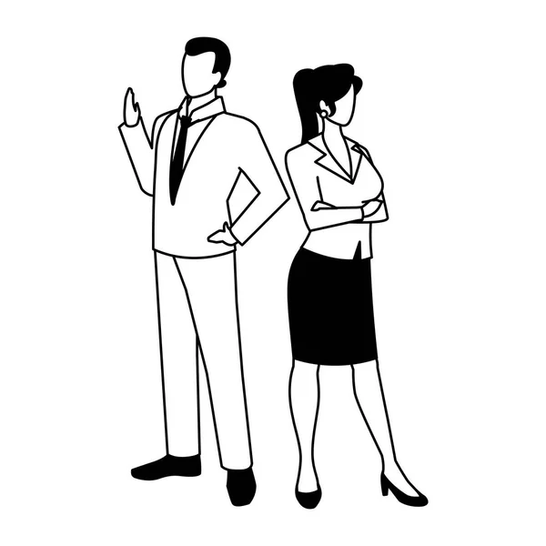 Business couple standing on white background — Stock Vector