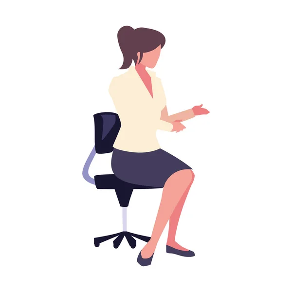 Mujer de negocios sentada en silla de oficina sobre fondo blanco — Vector de stock