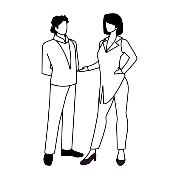 Företag par står på vit bakgrund — Stock vektor