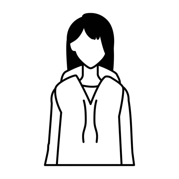 Mujer sin rostro de pie sobre fondo blanco — Vector de stock