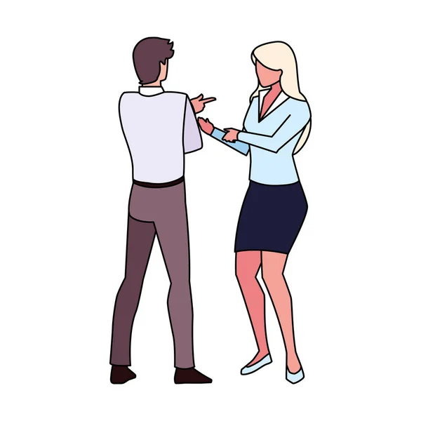 Pareja de negocios de pie sobre fondo blanco — Vector de stock