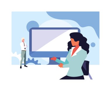 Toplantılar, pazarlama araştırmaları yapan birkaç kişi var.