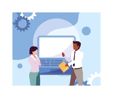 Küresel planlama ve pazarlama araştırmalarında bir araya gelen iki kişi