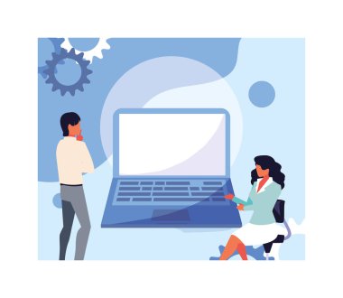 Küresel planlama ve pazarlama araştırmalarında bir araya gelen iki kişi