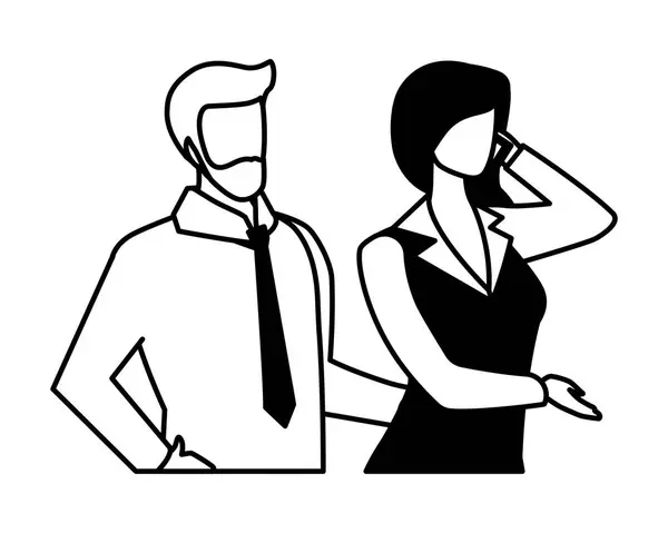 Couple d'affaires sans visage sur fond blanc — Image vectorielle