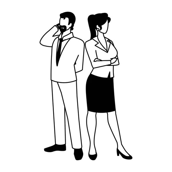 Couple d'affaires debout sur fond blanc — Image vectorielle