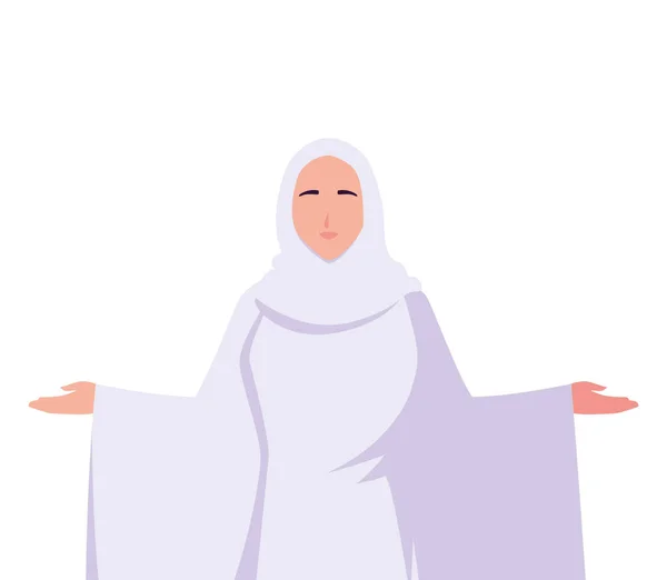 Donna pellegrino hajj su sfondo bianco — Vettoriale Stock