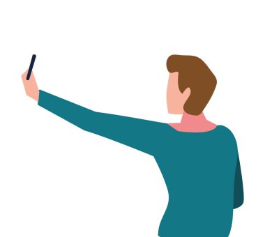 beyaz arka plan üzerinde arka pozisyon genç adam